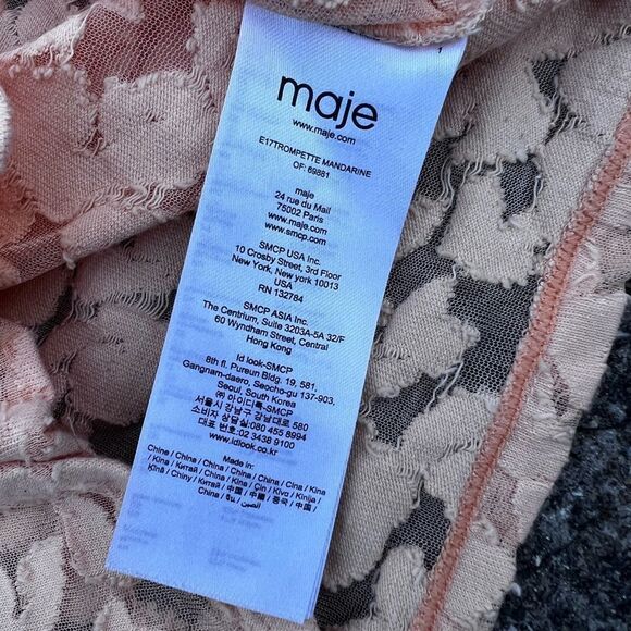 MAJE Trompette Devoré Cotton-blend Floral Lace T-shirt Size 1 (Small) - Picture 5 of 8